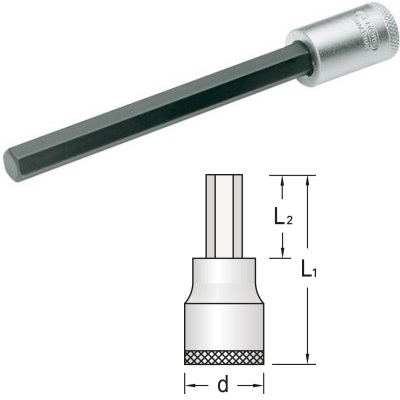 Gedore IN 30 L 4-95 Screwdriver bit socket 3/8", long 4 mm