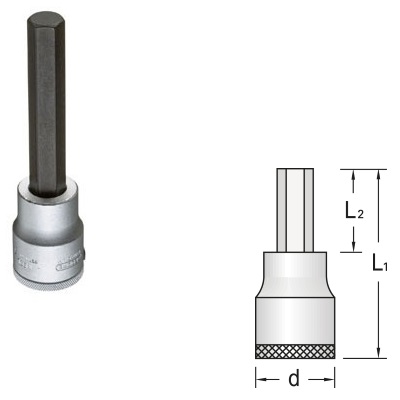 Gedore IN 32 L 14-155 Screwdriver bit socket 3/4", long, in-hex 14 mm