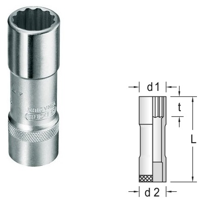 Gedore D 19 L 10 Socket 1/2", long UD-profile 10 mm