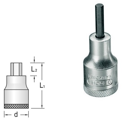Gedore IN 19 4 Screwdriver bit socket 1/2" in-hex 4 mm