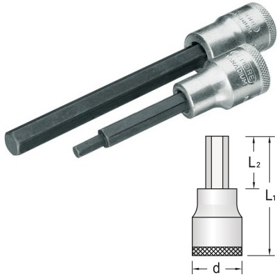Gedore IN 19 L 5-90 Screwdriver bit socket 1/2", long inbus 5 mm