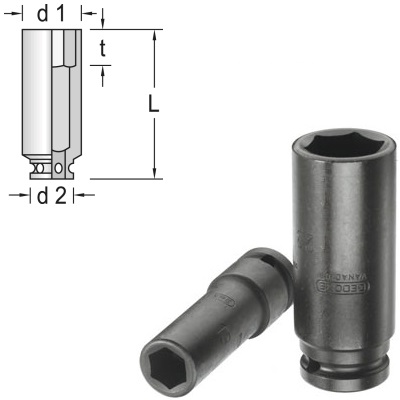 Gedore K 19 L 8 Impact socket 1/2", long 8 mm