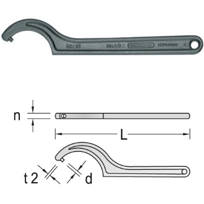 Gedore 40 Z 16-18 Hook wrench with pin, 16-18 mm