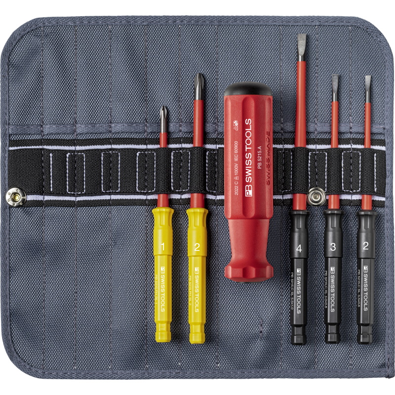 PB Swiss Tools 5216.SU Classic VDE Slim screwdriver set in roll-up case, slotted/Phillips